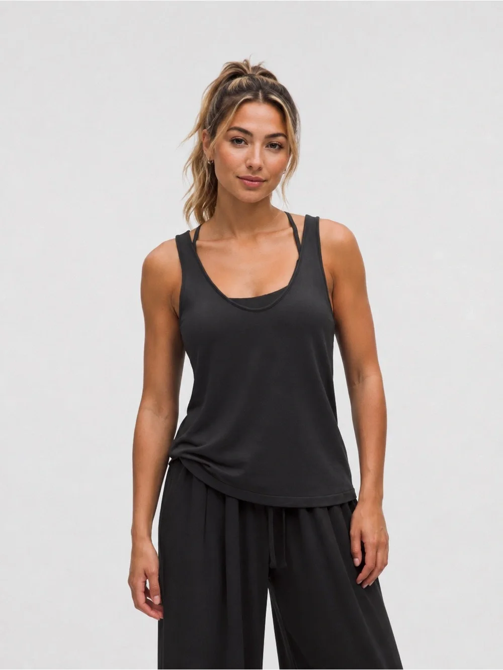 Lululemon NWT BeCalm V-Neck Tank Black Size Small Soft Modal French Terry